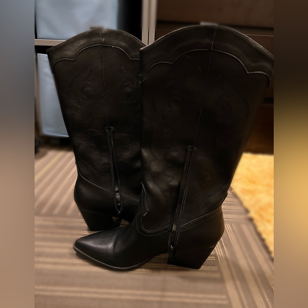 Leather stack boots